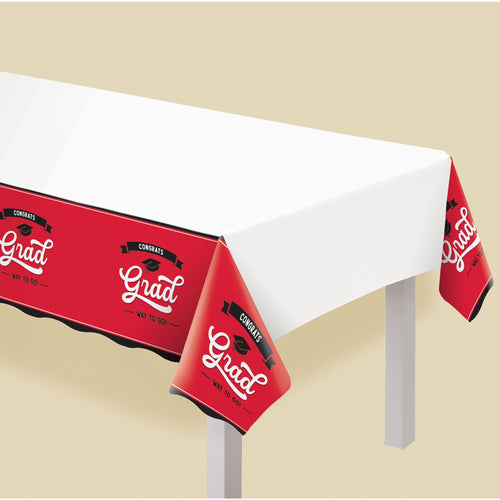 School Spirit Plastic Table Cover - Red
