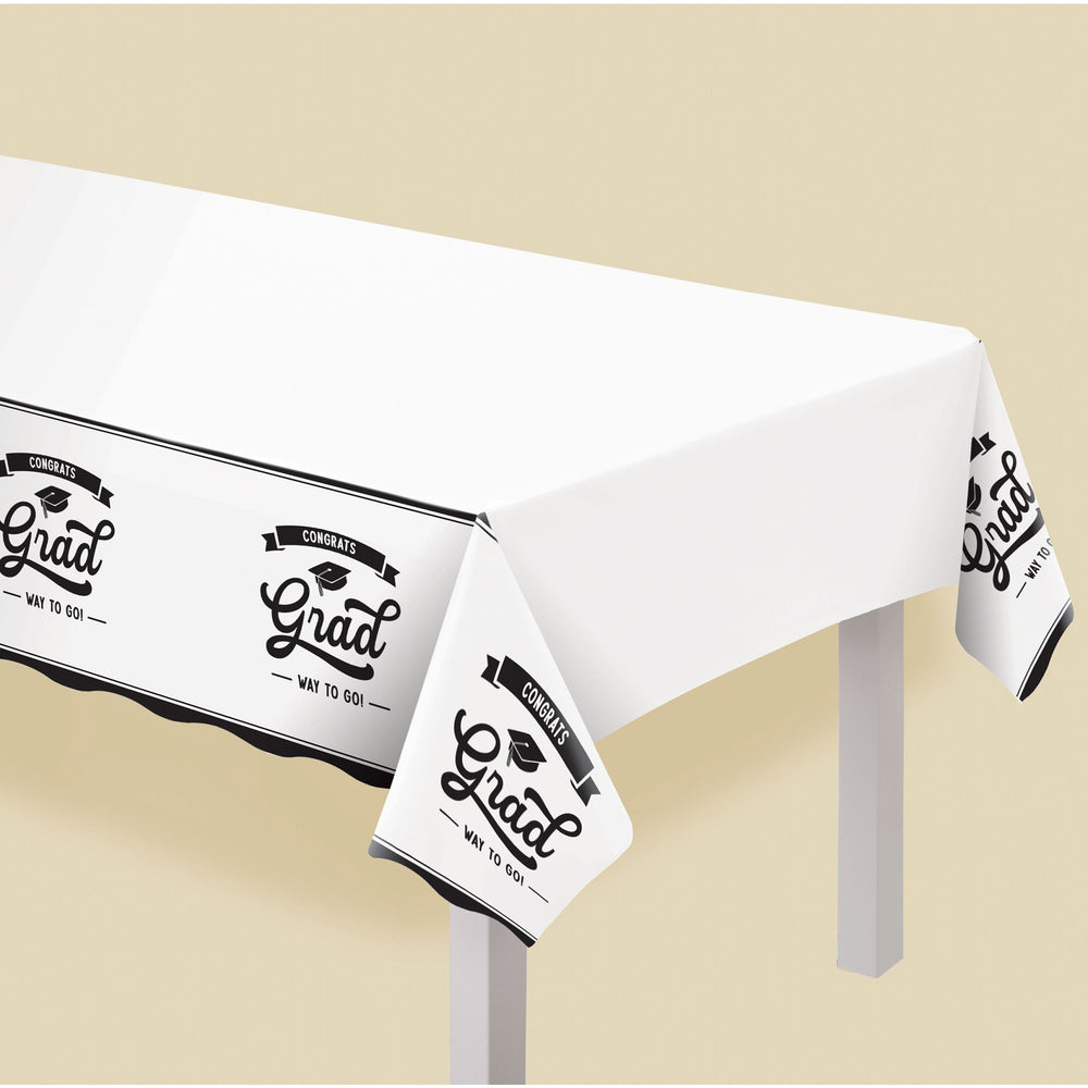 School Spirit Plastic Table Cover - White