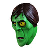 Green mask with brown hair on a white background