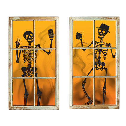 Selfie Skeletons Window Silhouettes