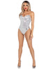 Sequin Boned Snap Crotch Bodysuit | Silver