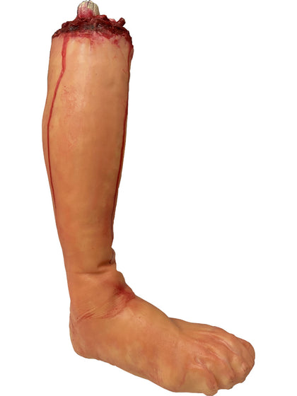 Prosthetic leg with a realistic appearance on a white background