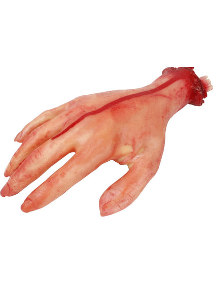 Realistic model of a severed hand with visible veins on a white background
