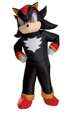 Inflatable costume of Shadow the Hedgehog, featuring a black body with red, gold, and white accents, shown on a plain white background.