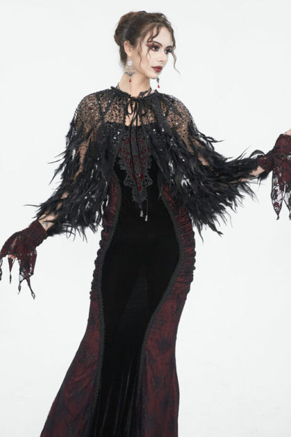 Sheer Black Feather Shawl