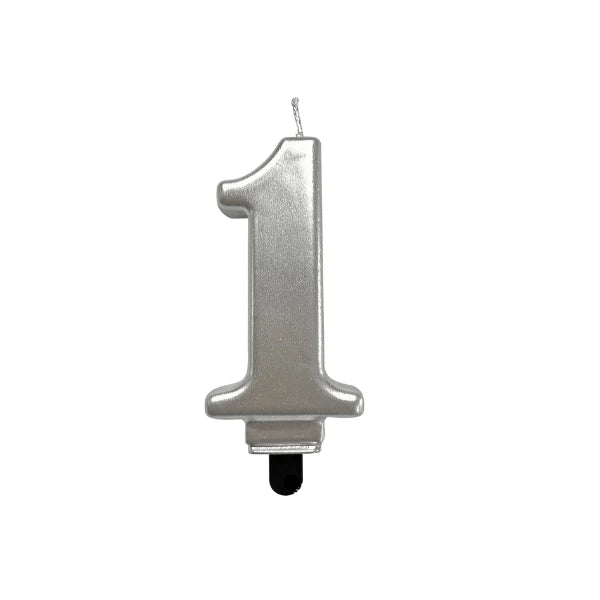 4in Silver Number Candle