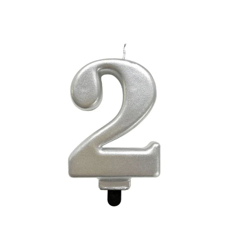 4in Silver Number Candle