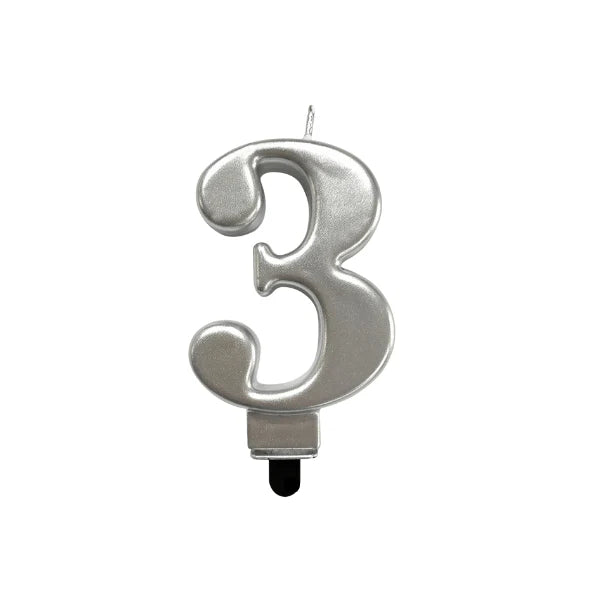 4in Silver Number Candle