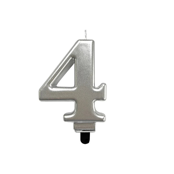 4in Silver Number Candle
