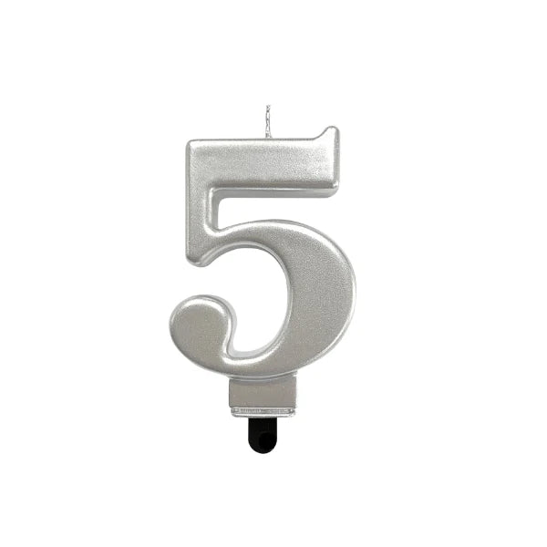 4in Silver Number Candle