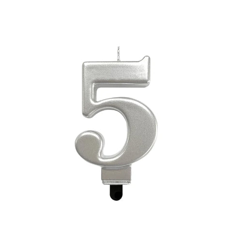 4in Silver Number Candle
