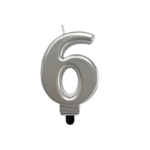 4in Silver Number Candle