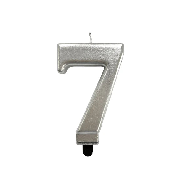 4in Silver Number Candle