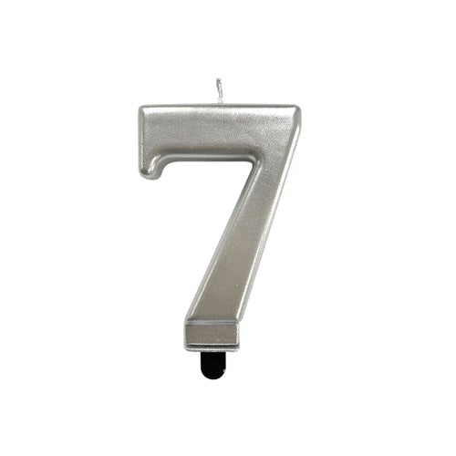 4in Silver Number Candle