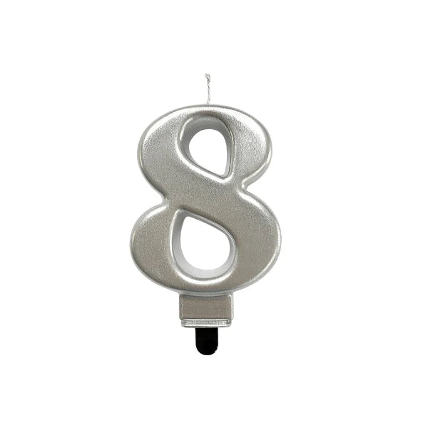 4in Silver Number Candle