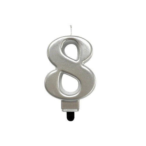 4in Silver Number Candle
