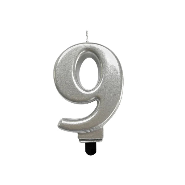 4in Silver Number Candle
