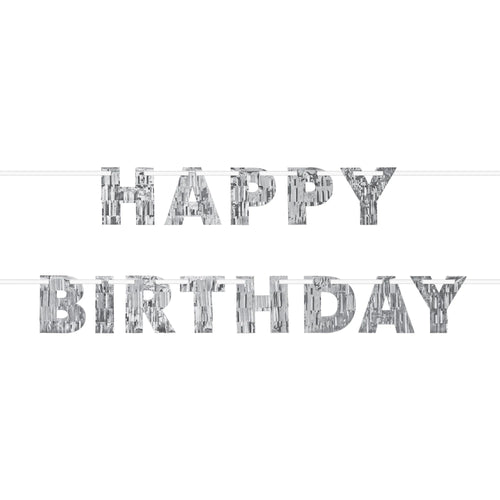 Silver Happy Birthday Fringe Banner