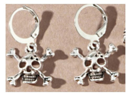 Silver Pirate Skull Earrings