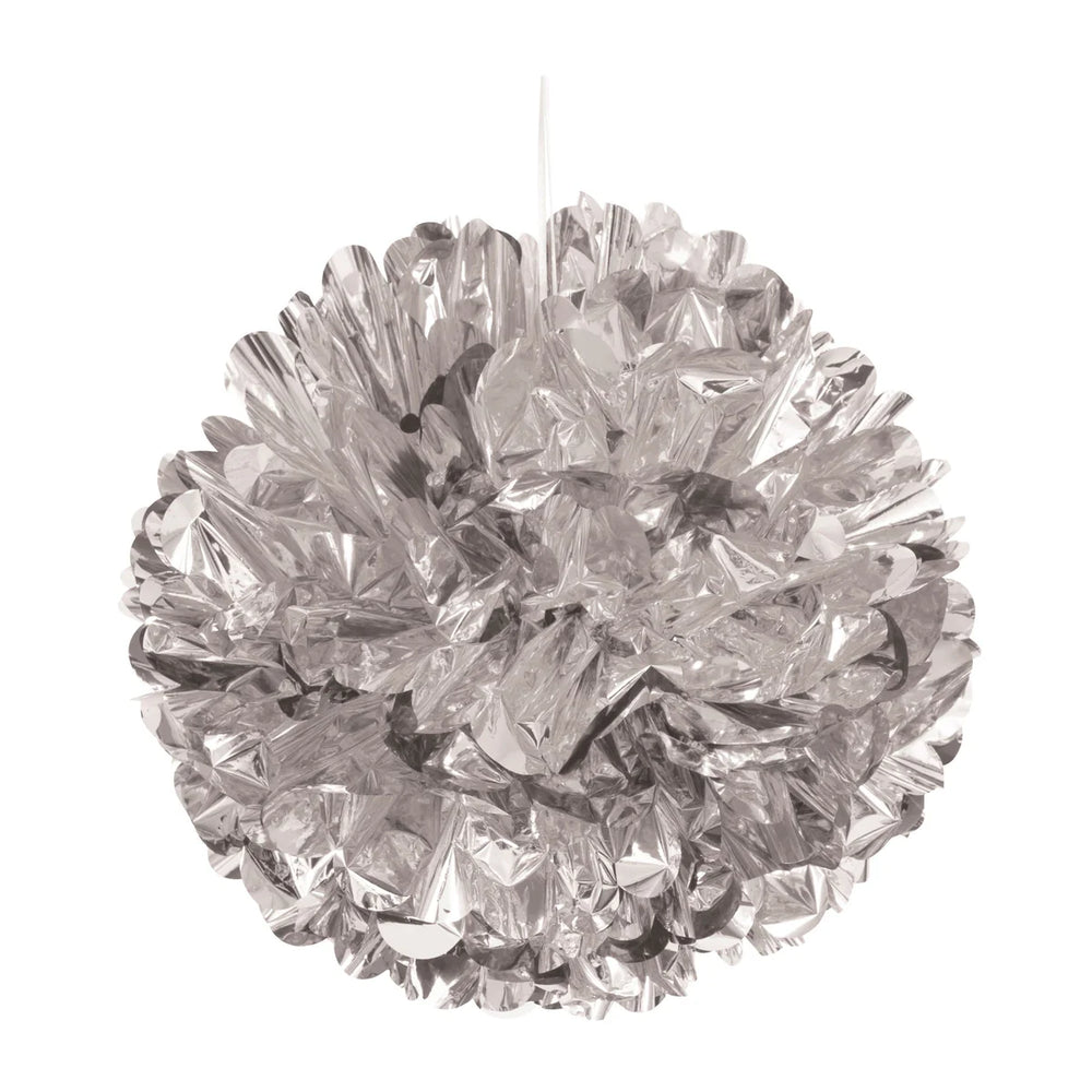 Silver Foil 16" Hanging Tissue Pom Pom 1pc