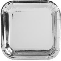 Clear plastic square plate on a white background