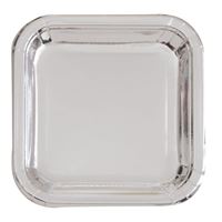 Silver rectangular tray on a white background