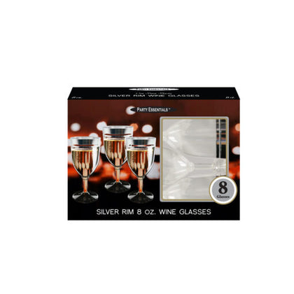 Silver Rim Wine Glasses 8ct