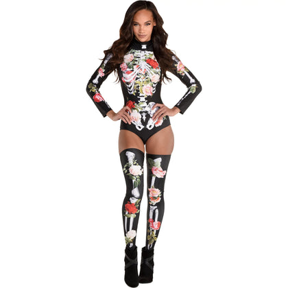 Skeleton Floral Romance Bodysuit | Adult