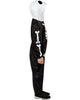 Black skeleton costume with white accents on a white background