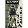 Children's costume package with skull soldier design on a white background
