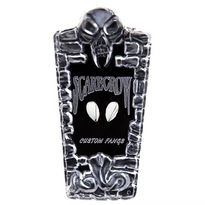 Decorative item with skull design and 'Scarecrow' text on a white background