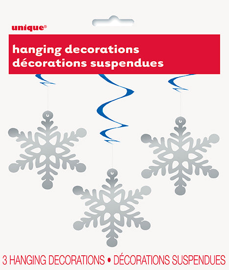 Snowflake Hanging Swirl Decorations  26"  3ct