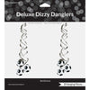 Packaging of Deluxe Dizzy Danglers with two spiral hanging decorations on a white background.