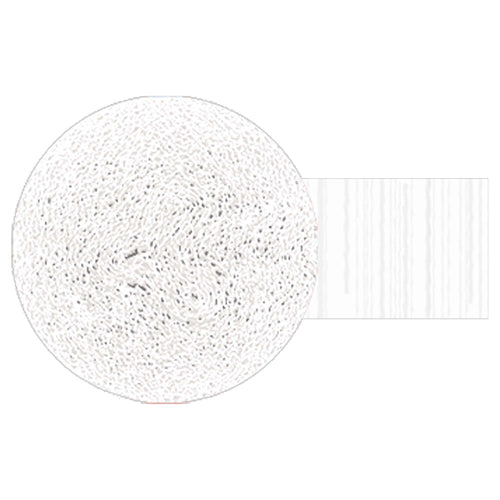 Round white object with textured surface on a white background