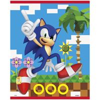 Sonic the Hedgehog character in a tropical setting with palm trees and flowers.