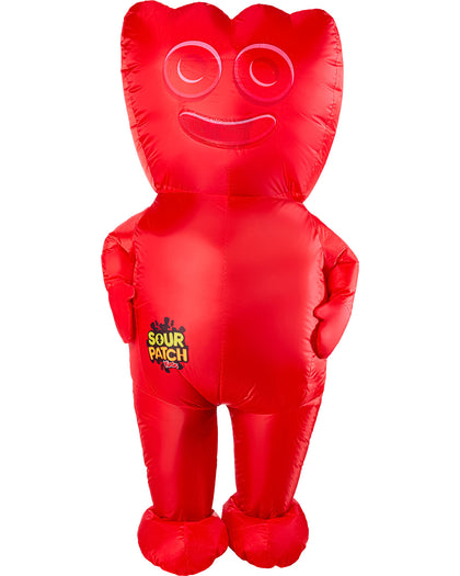 Red inflatable character with a smiley face and 'Sour Patch' logo on a white background