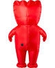 Red inflatable bear costume on a white background