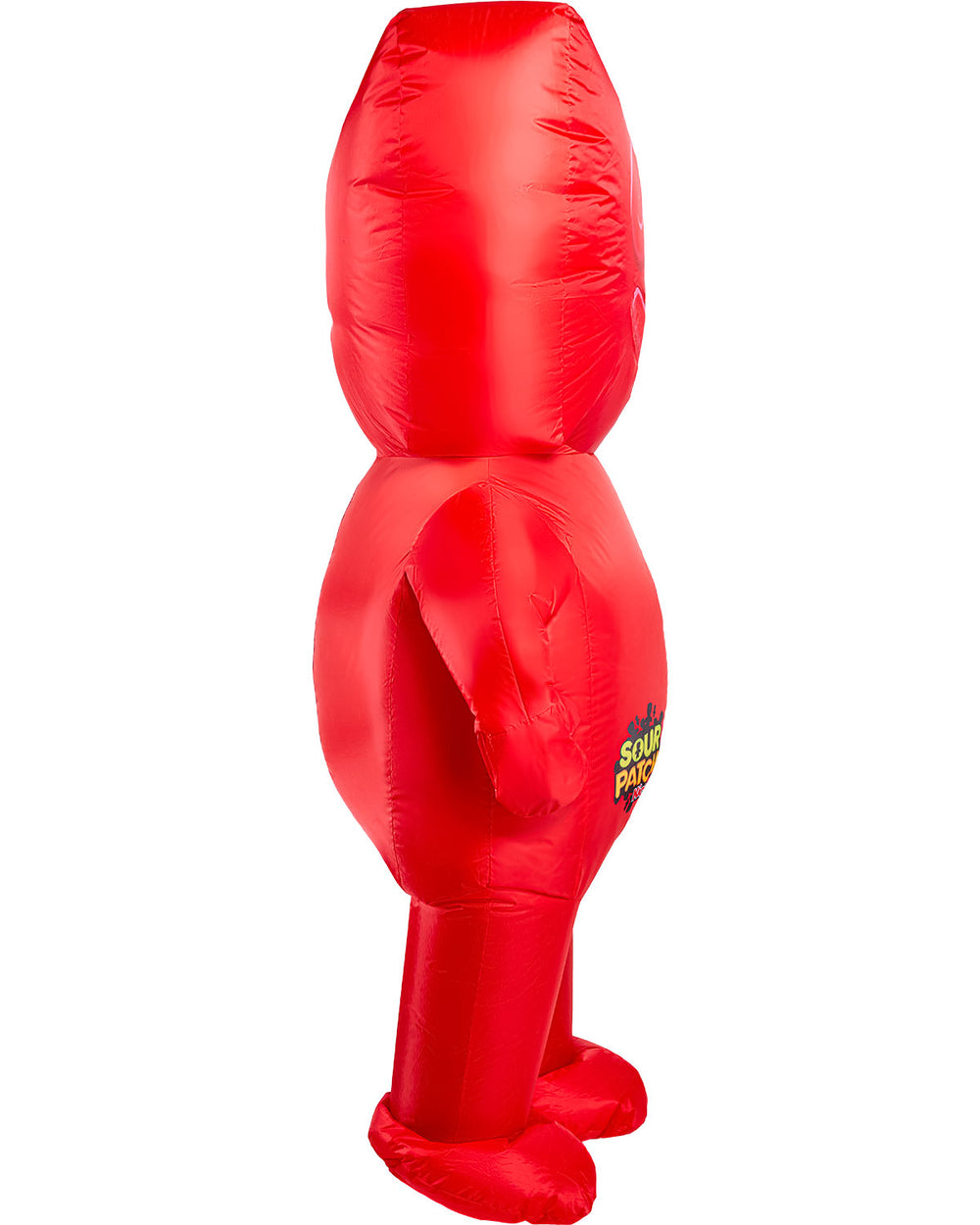 Red inflatable costume on a white background