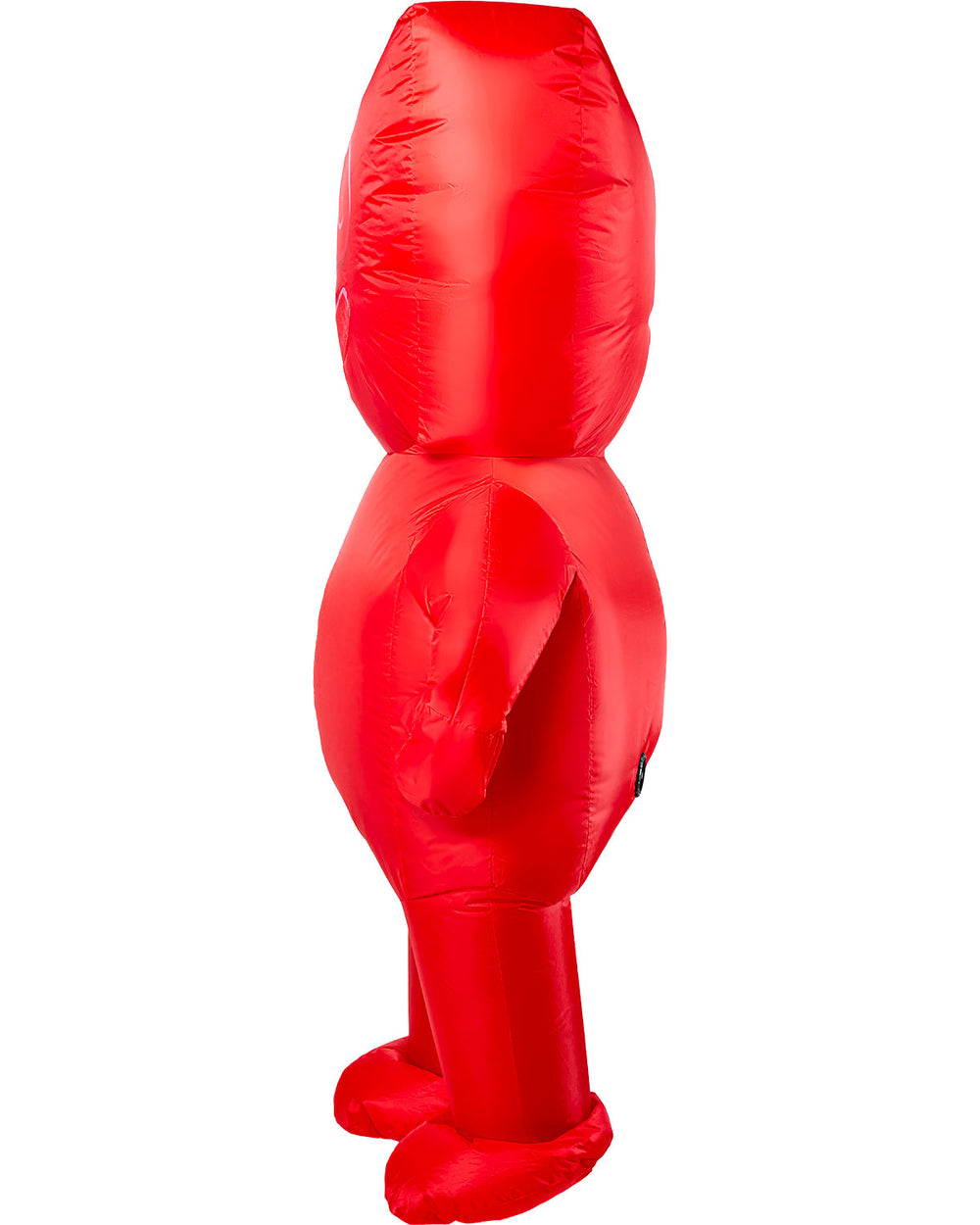 Red inflatable costume on a white background
