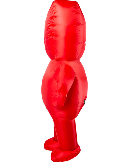 Red inflatable costume on a white background