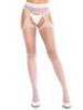 Spandex Sheer Scalloped Suspender Hose | White