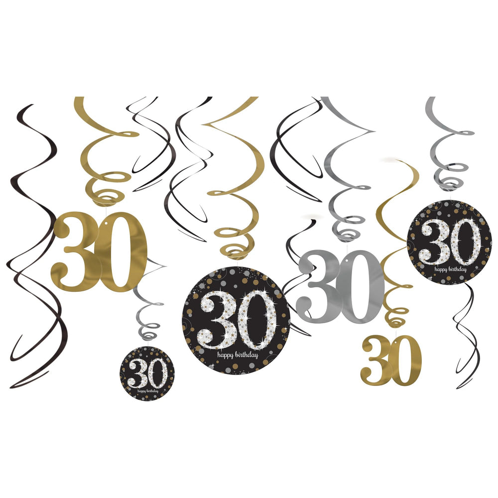 Sparkling Celebration 30 Pack Foil Swirl Decorations