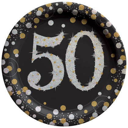 Sparkling Celebration 50th Round 7in Prismatic Plates 8ct