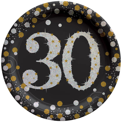 Sparkling Celebration 30th Round 9in Prismatic Plates 8ct