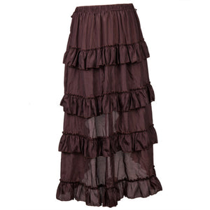 Steampunk Brown Ruffle Layered Skirt