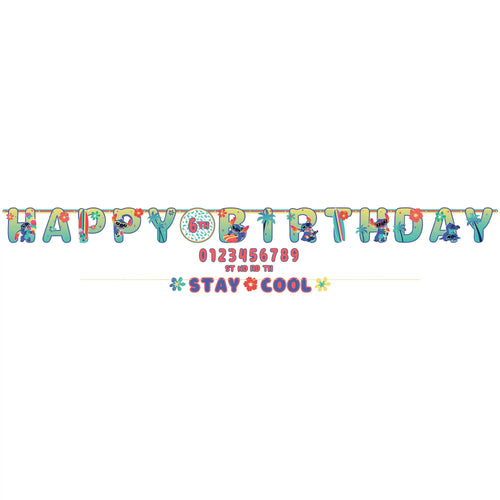 Colorful 'Happy Birthday' banner with numbers and text on a white background