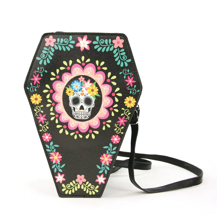 Sugar Skull Coffin Convertible Crossbody Bag Backpack | Halloween