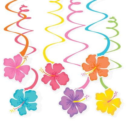 Summer Hibiscus Value Pack Swirl Decoration 12ct