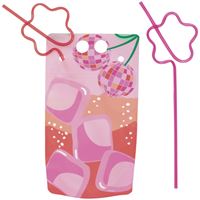 Summer Disco 18oz Drink Pouches with Flower Shaped Straws  4ct