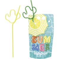 Summer Fun "Summer Sippin" 18oz Drink Pouches with Cactus Shaped Straws  4ct
